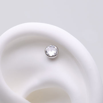 Detail View 1 of Implant Grade Titanium OneFit Threadless Bezel Set Sparkle Gem Top Part-Clear Gem